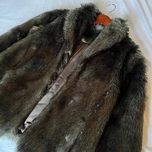 & other stories faux fur jacket dark green